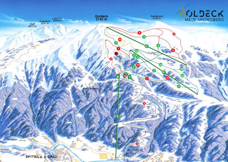 Map of the ski resort Goldeck