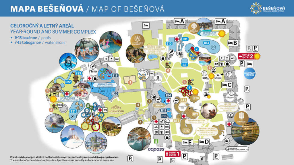 vodny park Besenova mapa