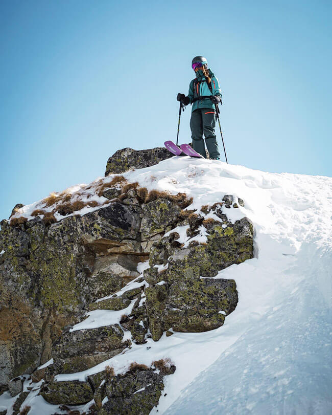 Freeride skier on a mountain in the High Tatras