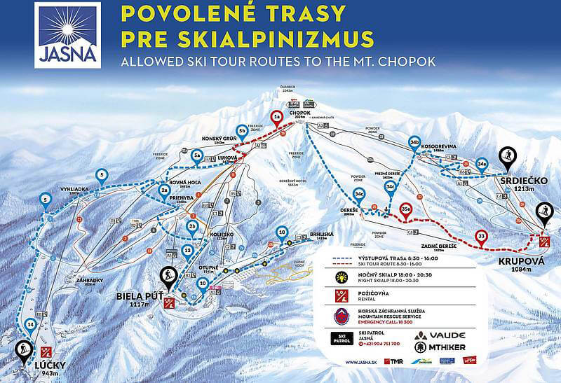 Skialp trasy v Jasnej