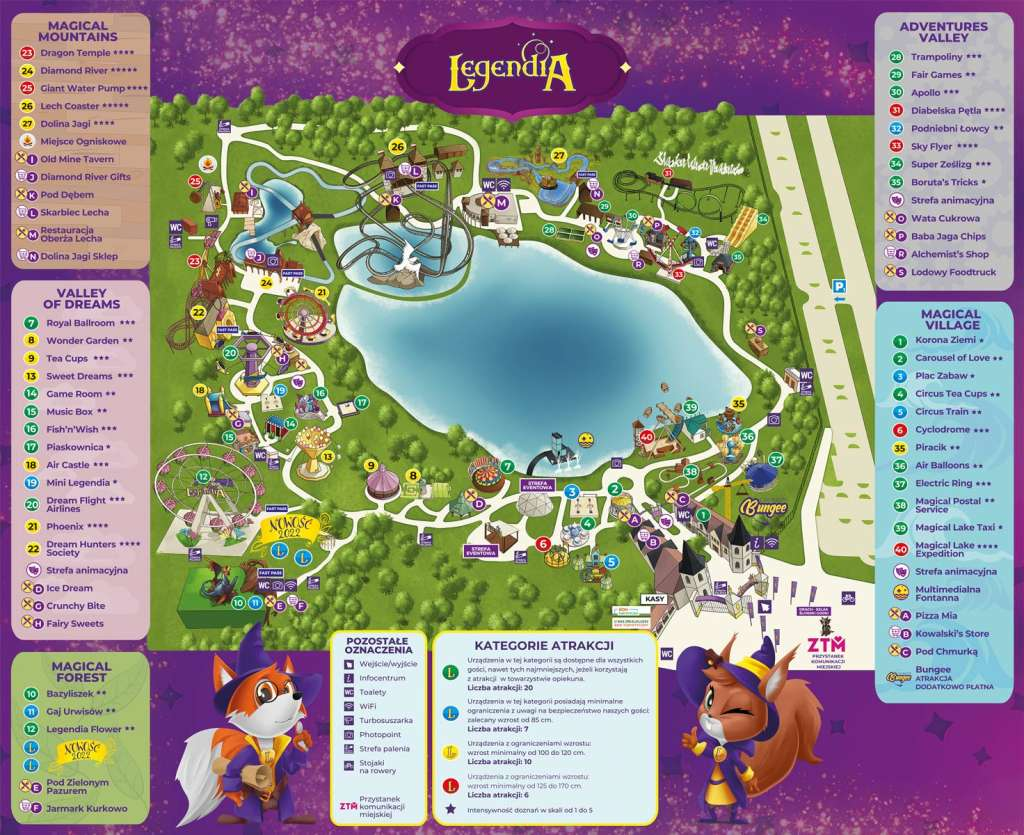 A Legendia vidámpark térképe